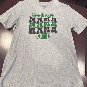 Bella Canvas Football  mama Tee - Gray and Green